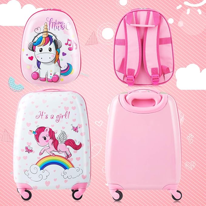 HONEY JOY Kids Luggage, Lightweight Toddler Girls Suitcase, Durable ABS - Image 7