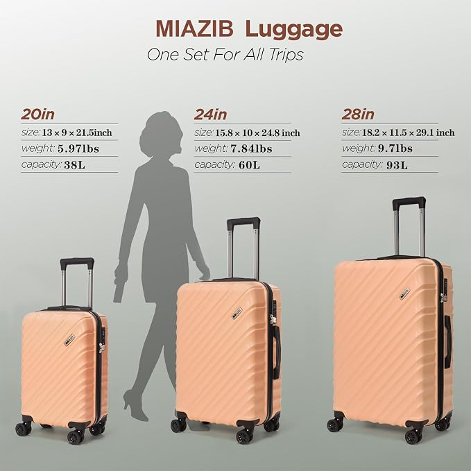 Hardshell Luggage Sets 3 Piece ABS+PC Travel Suitcase Hard Sided Luggage - Image 5