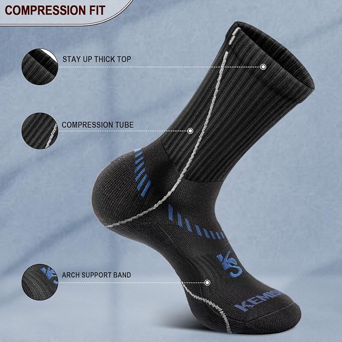 BULLIANT Compression Socks for Men 6Pairs, Athletic Crew Socks Cushioned For - Image 4