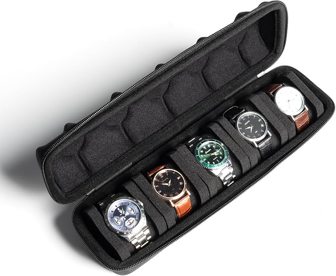 Hard Watch Travel Case, 5 slot Watch Roll Case Storage and Organizer - Image 5