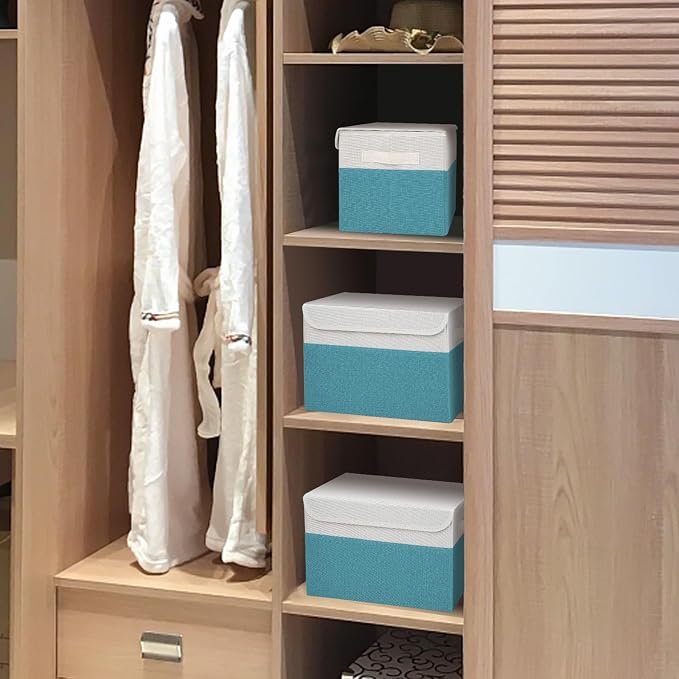 Large 22 Quart Linen Fabric Foldable Storage Bin Cube Organizer Basket - Image 6
