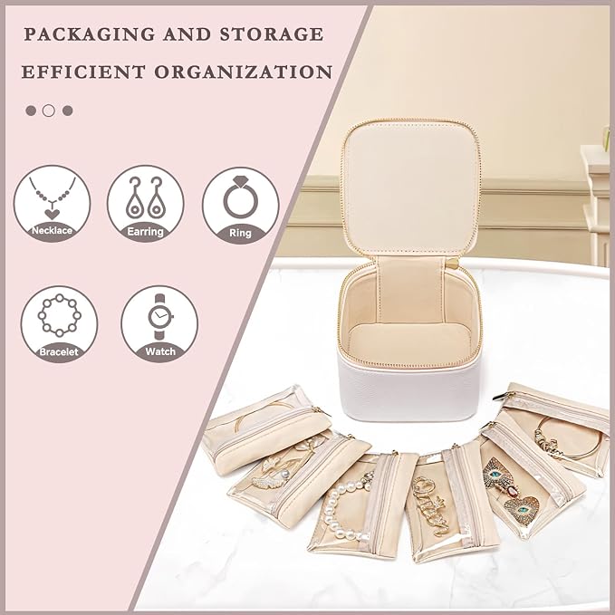 Jewelry Box Organizer for Women, Small Jewelry Travel Case, Leather Travel - Image 3