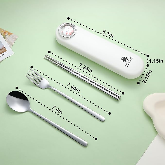 DEVICO Travel Utensils with Case Cute, Reusable Silverware - Image 6