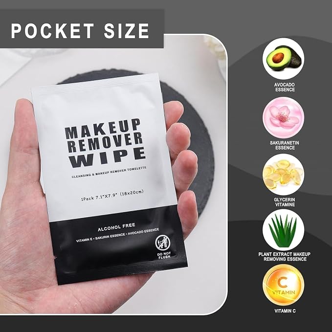 50 pcs Makeup Remover Wipes Bulk Individually Wrapped Makeup Wipes Single - Image 3