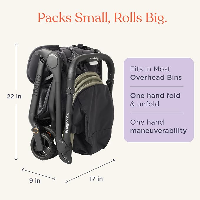 Ergobaby Metro 3 All in One Compact Baby Stroller, Lightweight Travel Stroller - Image 4