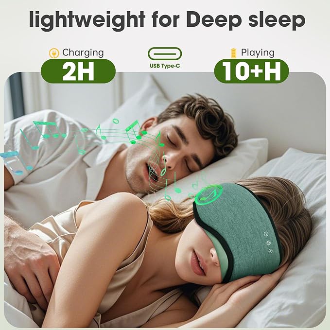 Sleep Headphones with Bluetooth 5.4 Sleep Mask, Bamboo Cotton Music Wireless - Image 7