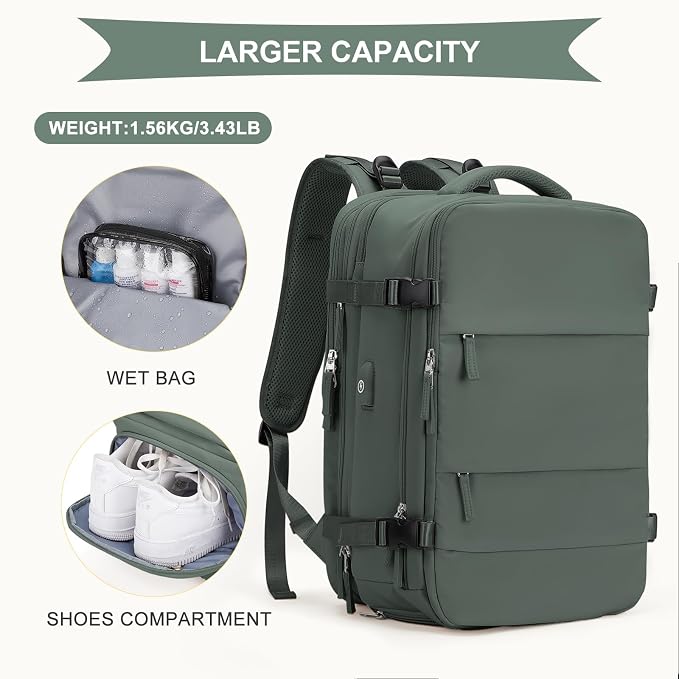 coowoz Large Travel Backpack For Women Men, Carry On Backpack, Hiking Backpack - Image 6