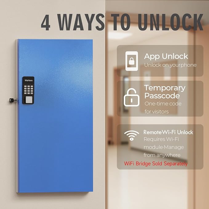 WeHere 120 Key Lock Box Wall Mount, Smart Security Storage Lockbox, Key Cabinet - Image 2