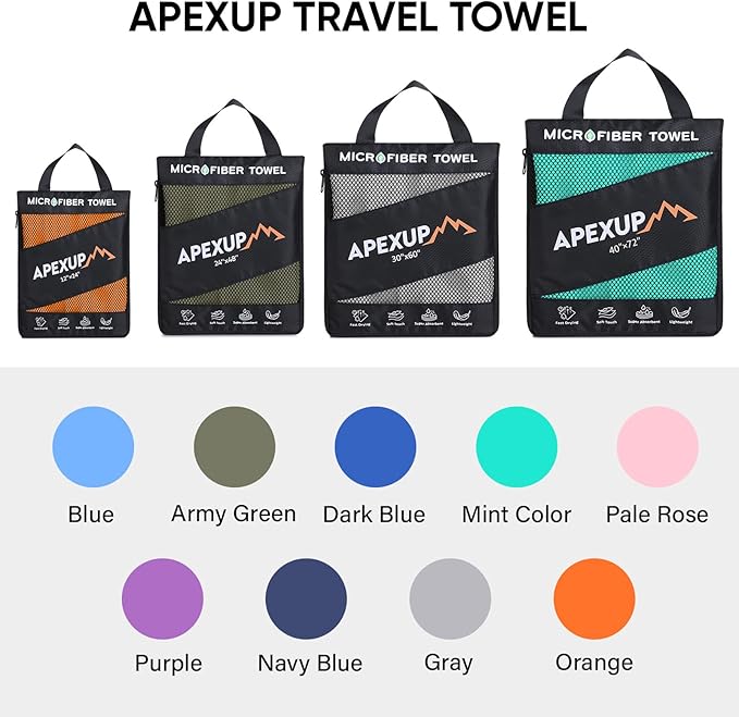 APEXUP Microfiber Travel Towel, Ultra Absorbent Quick Dry Towels, Lightweight - Image 5