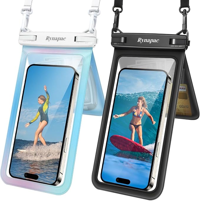 Double Space Waterproof Phone Pouch, 2 Pack Waterproof Phone Case by Rynapac