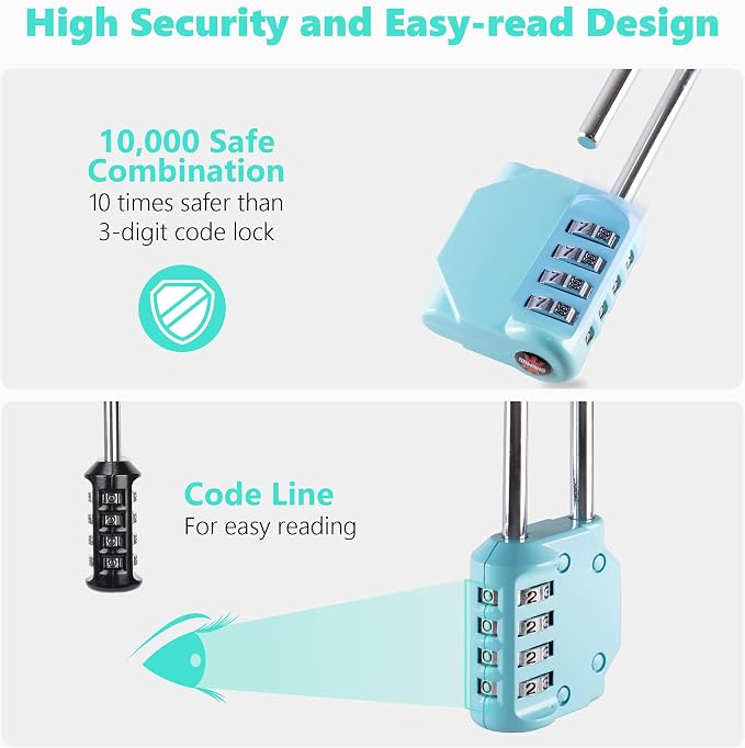 CL21AS 2.6 Inch Long Shackle Combination Lock, 4 Digit Combination Padlock Set - Image 4