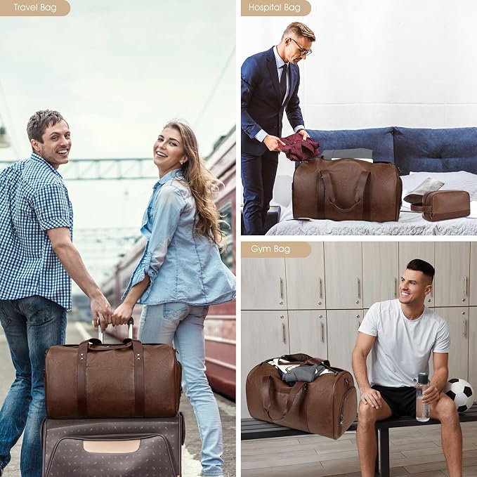 Wogarl 3PCS Faux Leather Weekender Bag - Image 7