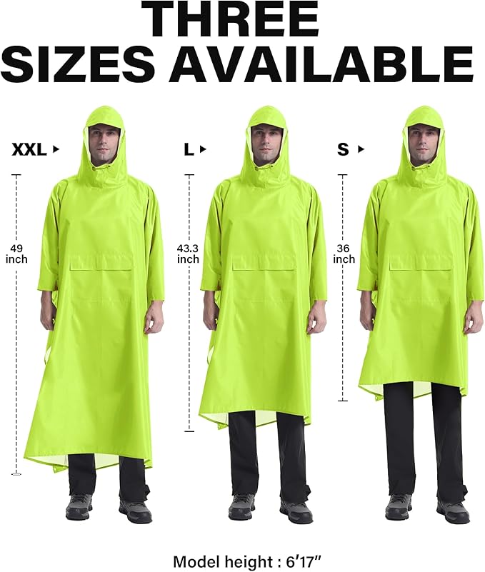 iCreek Hooded Rain Poncho with Pocket Waterproof Lightweight Unisex Raincoat - Image 6