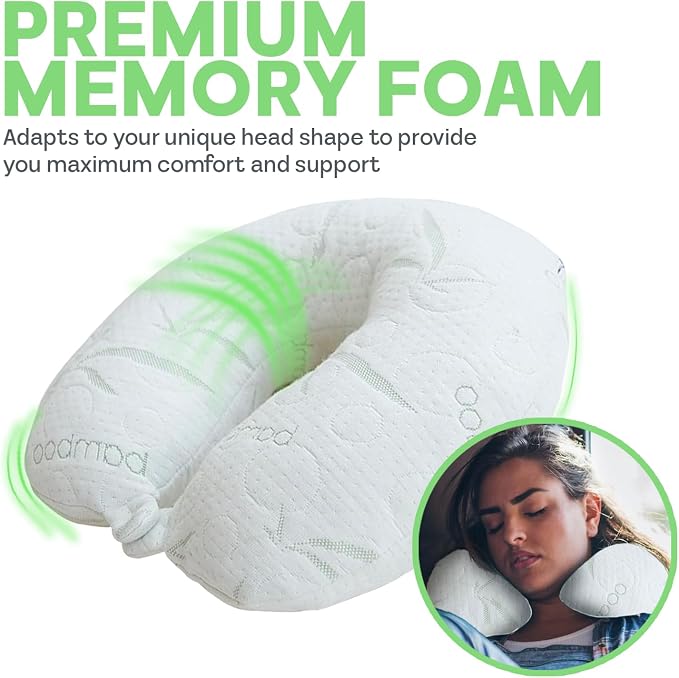 Sacred Thread White Rayon Derived from Bamboo Neck Pillow, Travel Pillows - Image 2