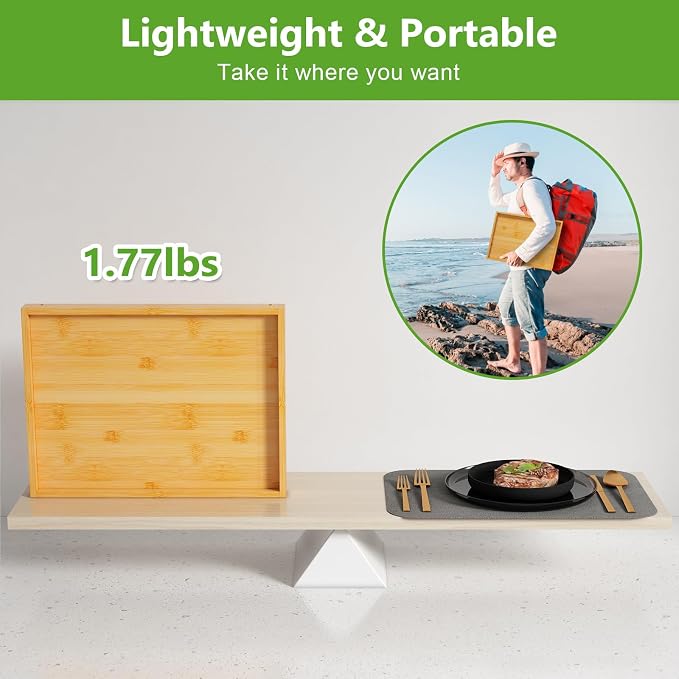 Bed Tray Table with Folding Legs, Bamboo Breakfast in Bed - Image 4