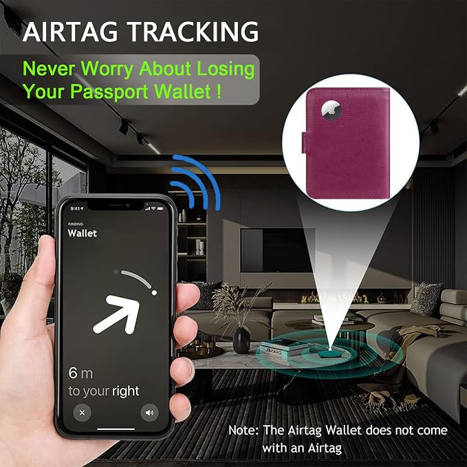 Airtag Passport Holder Cover Wallet RFID Blocking Leather Case Travel - Image 4