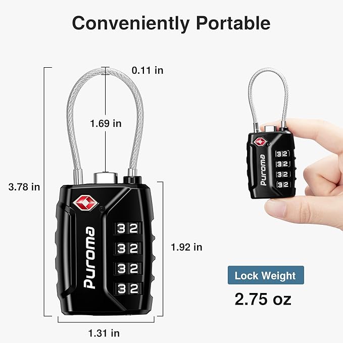 Puroma 4 Pack TSA Approved Luggage Locks, 4 Digit Combination Travel Locks - Image 6