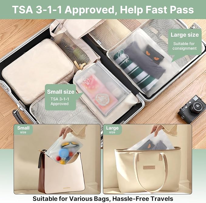 5 Pack Clear Toiletry bags, TSA Approved Quart Size Zipper Bags, PEVA Material - Image 5