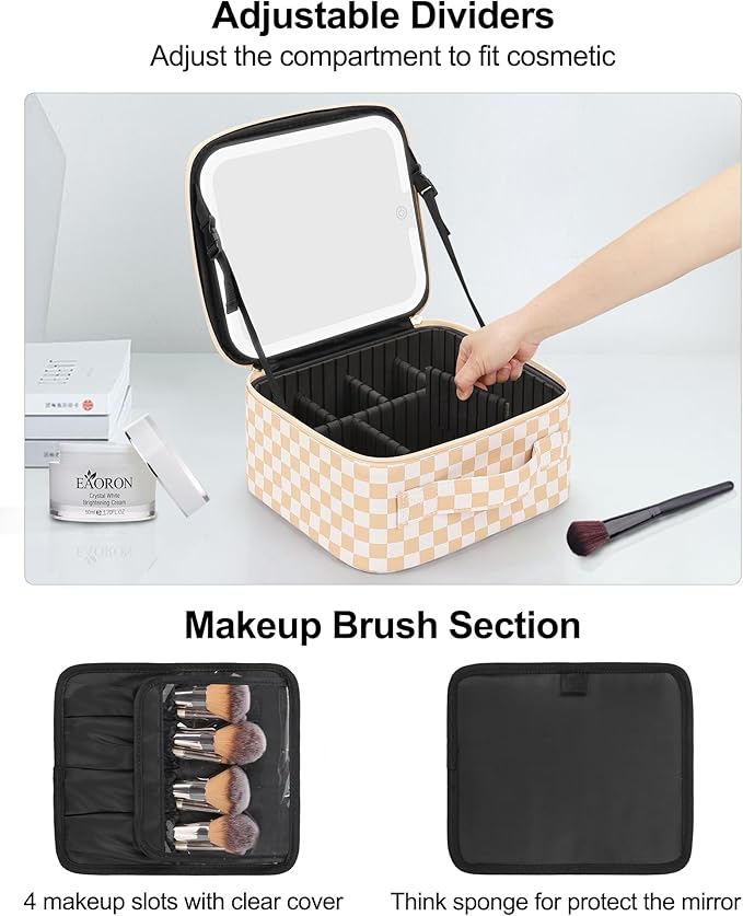 Chomeiu Makeup Bag with LED Mirror, Travel Makeup Case - Image 3