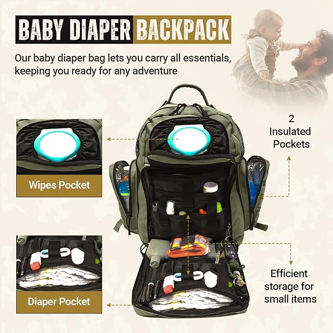 HighSpeedDaddy - Baby Diaper Backpack, Military-Grade, Waterproof, Compact Baby - Image 3