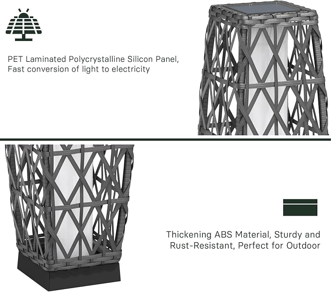 Grand patio 2-Piece Outdoor Solar-Powered Woven Wicker Lantern Floor Lamp - Image 6