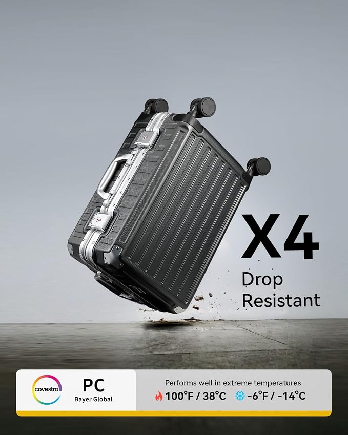 LUGGEX Checked Luggage with Spinner Wheels, 24 Inch Aluminum Frame Zipperless - Image 6