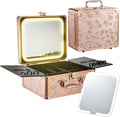 Makeup Case with Magnetic Lighted Mirror Cosmetic Train Box Detachable LED by Faquenc