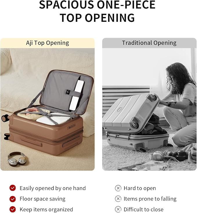 aji Expandable Top Opening Carry On Luggage Airline Approved, 20 Inch - Image 4