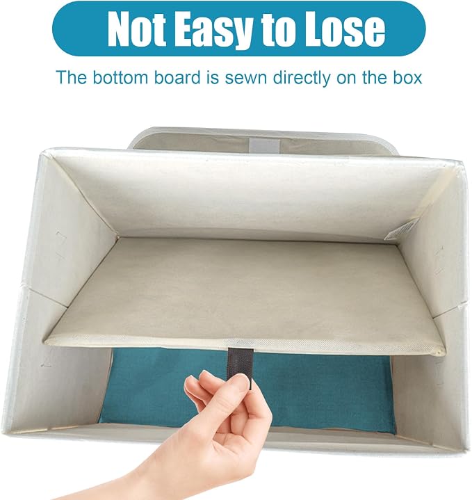 Large 22 Quart Linen Fabric Foldable Storage Bin Cube Organizer Basket - Image 4