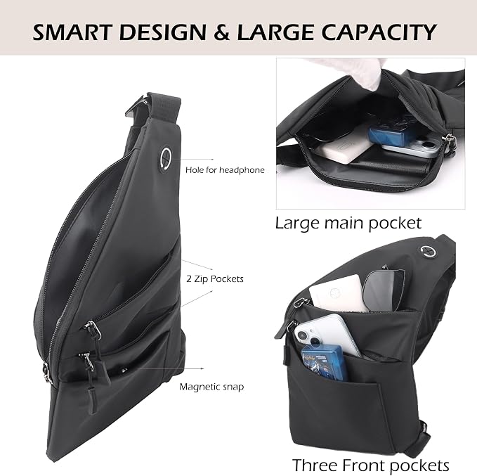 Anti Theft Crossbody Bags for Women Men, Slim Sling Bags - Image 3