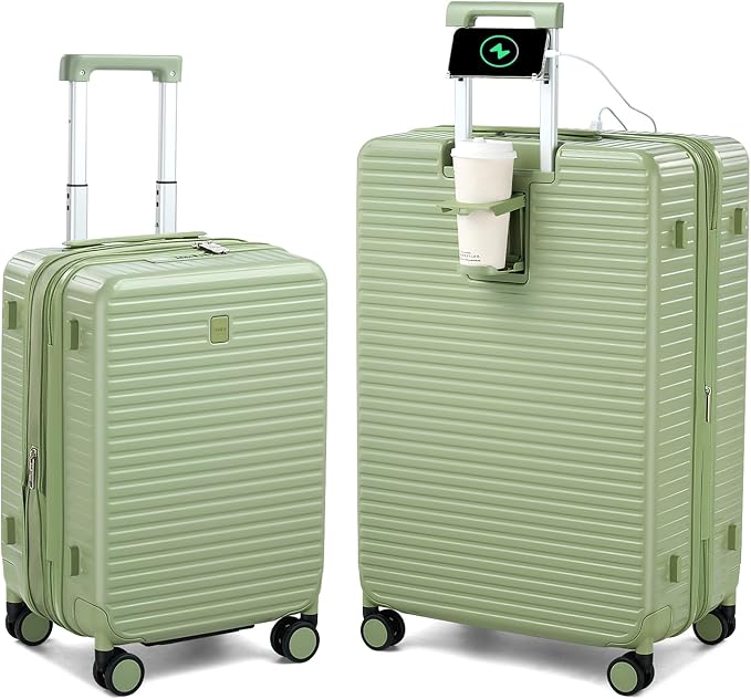 Hard Shell Suitcases Expandable Travel Luggage Sets 2 Piece, Carry on and Check by HanTrip