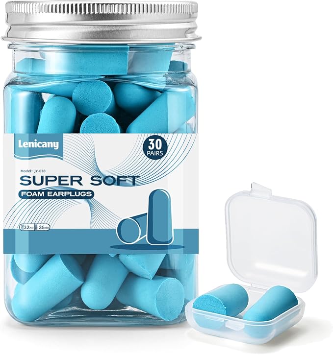 30Pair Soft Foam EarPlugs, 32dB Disposable Sound Blocking Noise Cancelling Ear by Lenicany
