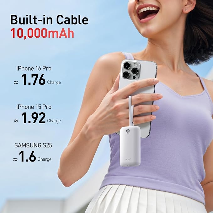iWALK Mini Portable Charger 10, 22.5W USB-C Fast Charging Power Bank - Image 3