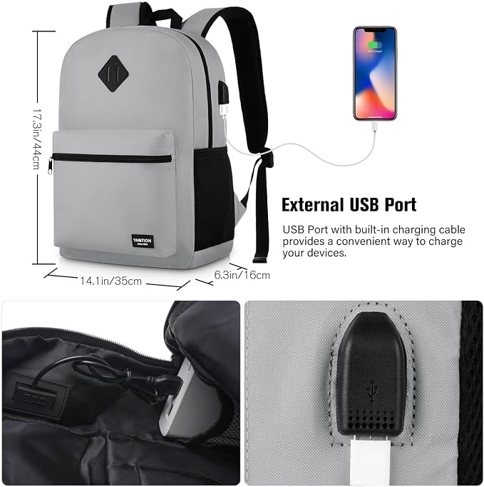 Unisex School Backpack, Classic Bookbag Adults and Teens Schoolbag - Image 2