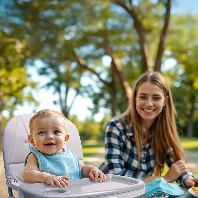 Foldable Baby High Chair with Easy Clean Double-Layer Tray, Adjustable Foot Rest - Image 9