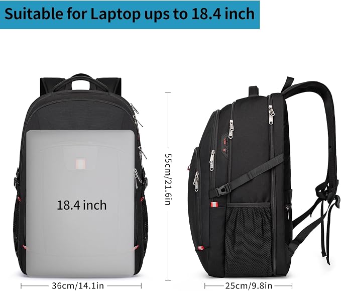Travel Laptop Backpack, 18.4 inch Extra Large Backpack - Image 2