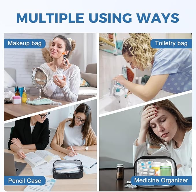 Moyad TSA Approved Clear Toiletry Bag, 3 Pack Quart Size 3-1-1 Liquids Pouch - Image 6