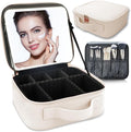 Makeup Bag with Led Mirror, Travel Makeup Organizer with 3 Color Setting by SUILU