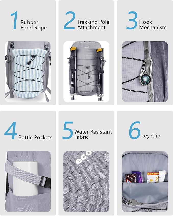 ECOHUB Small Hiking Backpack for Men Women, 20L Lightweight Travel Backpacks - Image 5