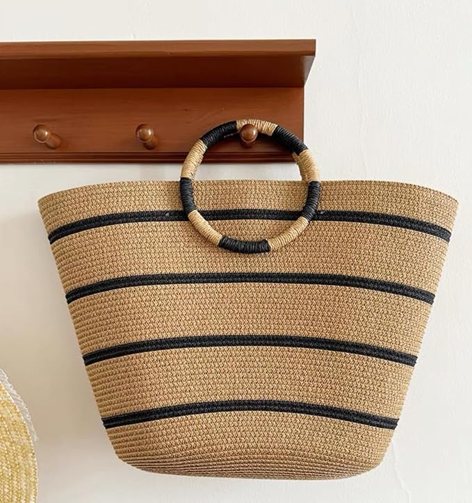 Beach Bags for Women Straw Tote Bag Summer Beach Bag Large Woven Straw Tote for - Image 2