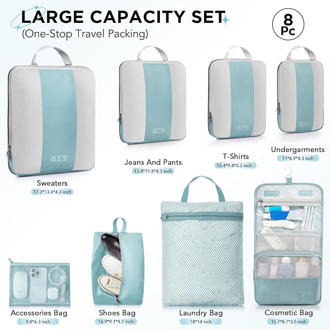 8 Set Compression Packing Cubes - Image 2