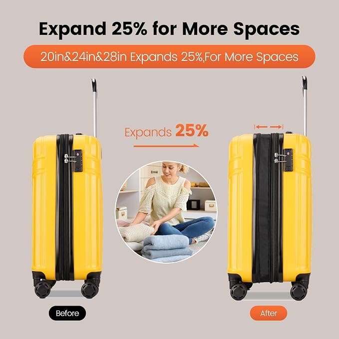 GinzaTravel Luggage Sets 3-Piece Expandable Suitcases - Image 3