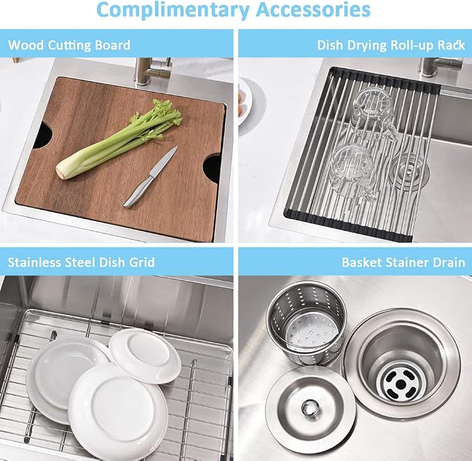 Bar Sink Drop In Workstation-Bokaiya 21x20 Small Drop In Kitchen Sink Stainless - Image 9
