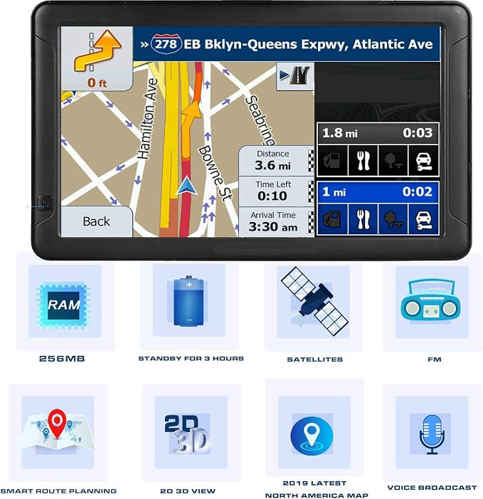 GPS Navigation for Car （9 Inch） Slimline Touch Screen Real Voice Direction ，USA - Image 3