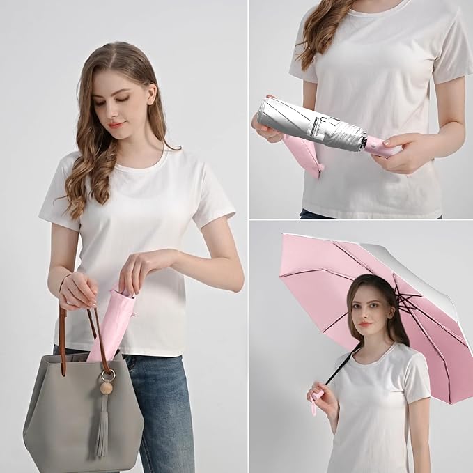 BAODINI Small UV Protection Travel Umbrella Compact - Image 4