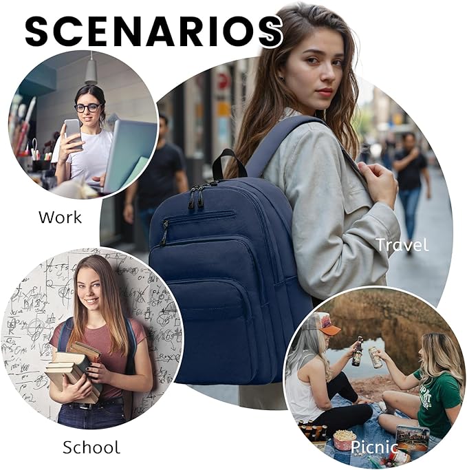 Lanola Basic Multi-Pocket Multipurpose Backpack Classical Water Resistant - Image 7