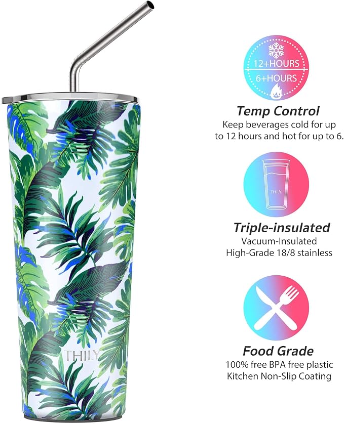 THILY Tumbler Stainless Steel Coffee Cup 26 oz Triple-Insulated Travel Mug - Image 3