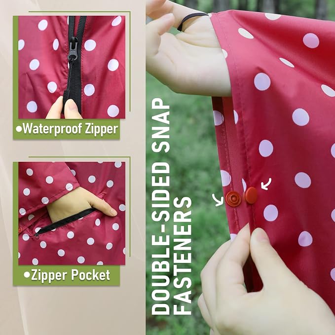 SaphiRose Unisex Rain Poncho Raincoat Hooded - Image 4