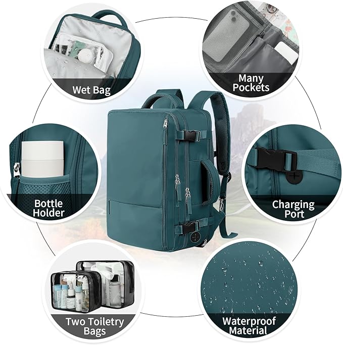 Hanples Large Travel Backpack for Women as Person Item Flight Approved - Image 5