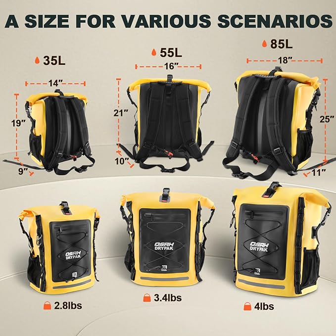 Waterproof Backpack Dry Bag 35L/55L/85L – Heavy Duty Roll-Top Hiking Backpack - Image 2